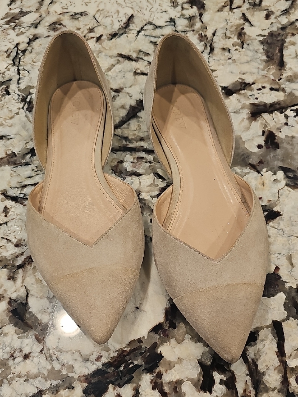 J Crew Neutral Suede Flats Size 10